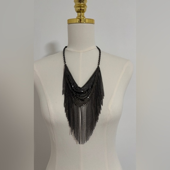 Necklace and Bracelet Set. Pewter tone. SKU 1. - Picture 3 of 10